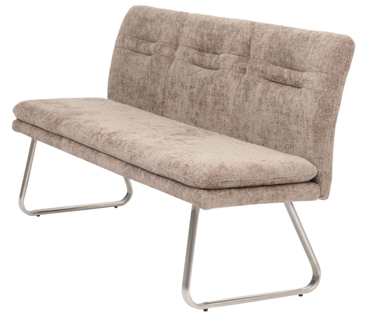 SITZBANK 93x180x58cm Sitzhöhe 51cm Lehne Stoff/Textil Chenille Edelstahl gebürstet 180cm Braun - Braun, Textil (180/93/58cm) - BERLINLODGE