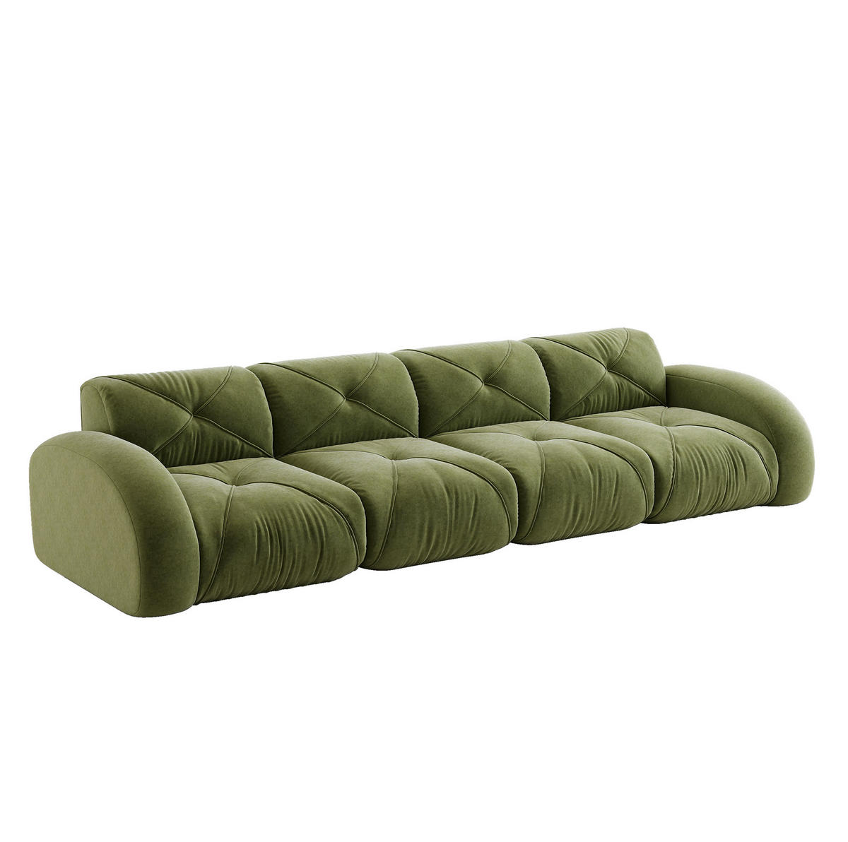 SOFA modular rahmenlos Chenille Green - Grün, Kunststoff (95/76/358cm) - Meubliv