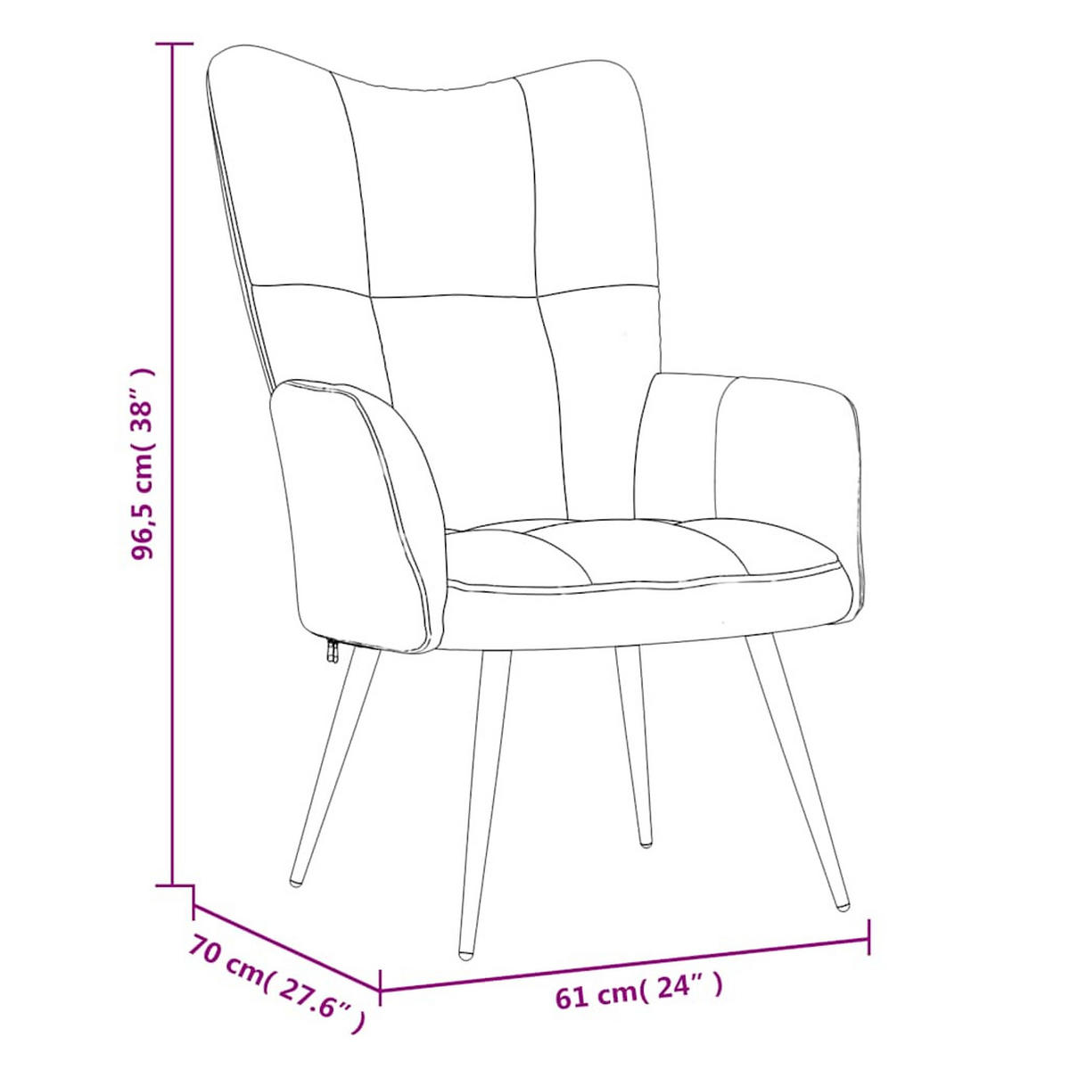 SESSEL mit Holzbeine 61/70/96,5 cm aus Samt Hellgrau - Hellgrau/Braun, Holz/Textil (61/96.5/70cm) - vidaXL