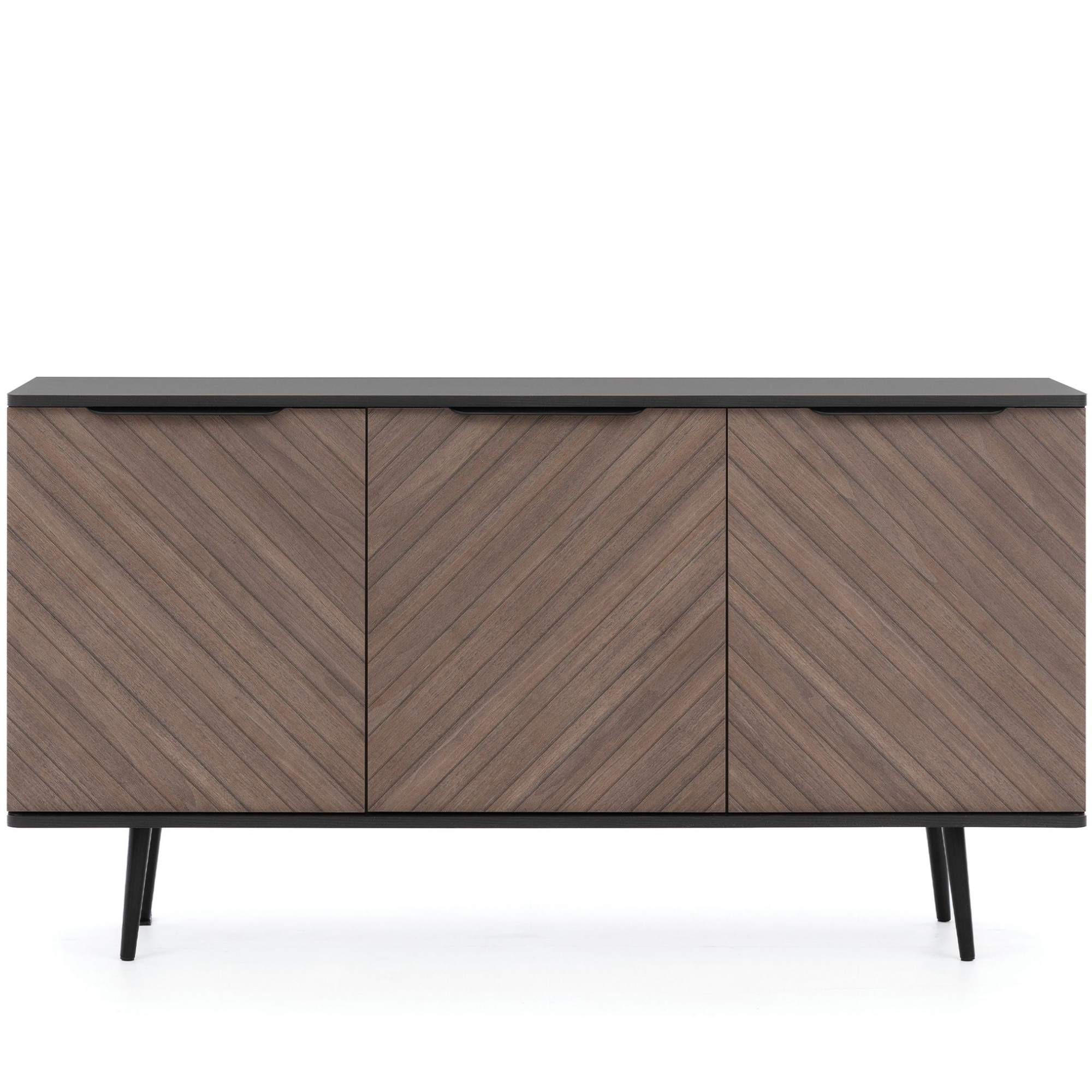 KOMMODE LANDI,Schwarz/Braun - Schwarz/Braun, Holzwerkstoff (150/80/41cm) - KONSIMO®