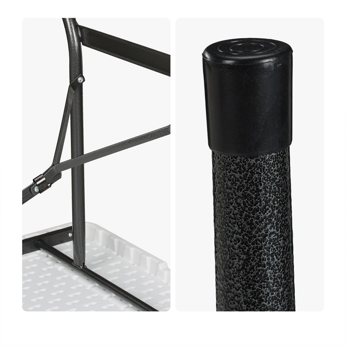 GARTENTISCH Weiß Schwarz klappbar 220x68 cm - Weiß, Kunststoff/Metall (68/220/75cm) - Relaxdays
