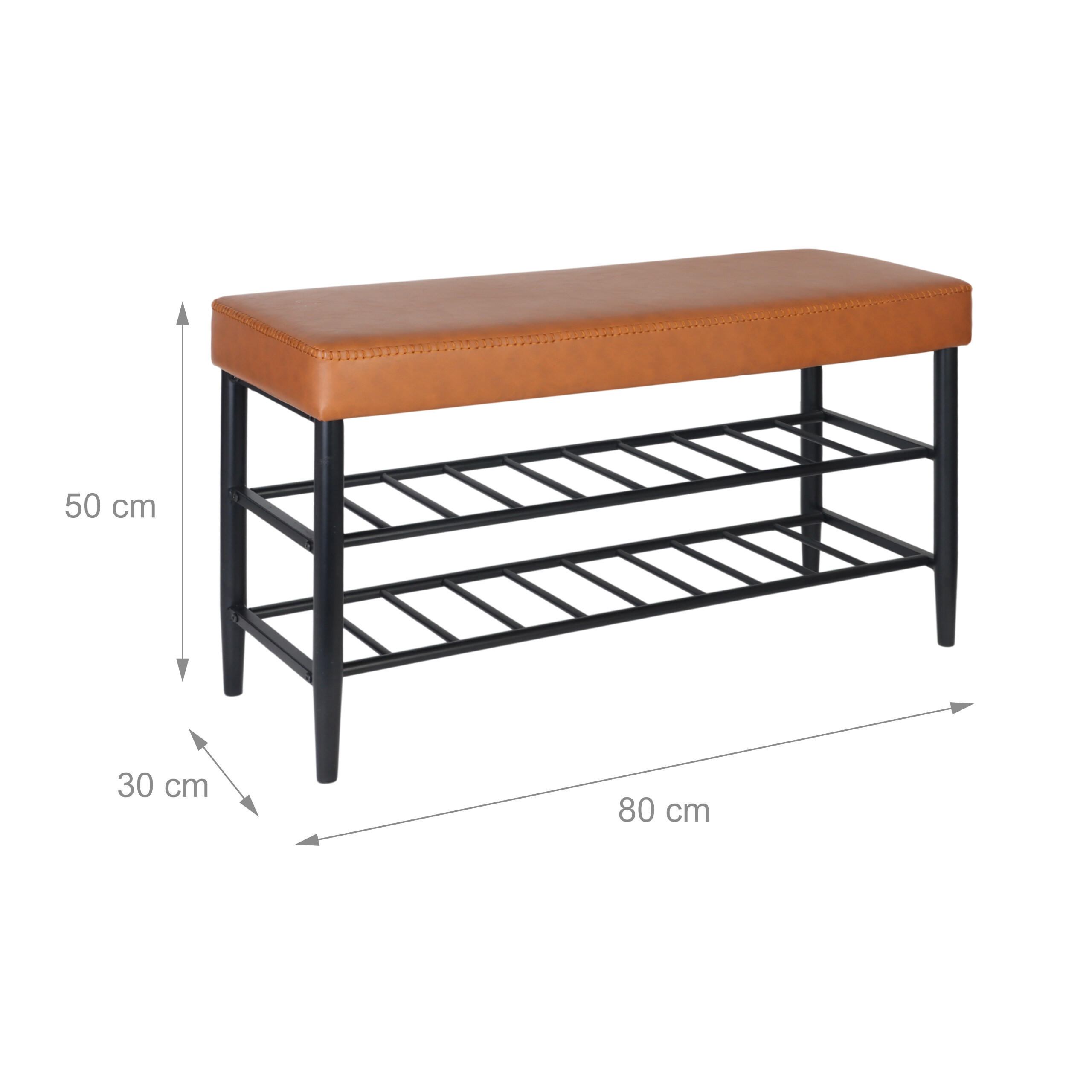 Thumbnail - Relaxdays Schuhbank, Orange, Metall, Textil, Kunststoff, 80x50x30 cm, Garderobe, Garderobenbänke, Schuhbänke