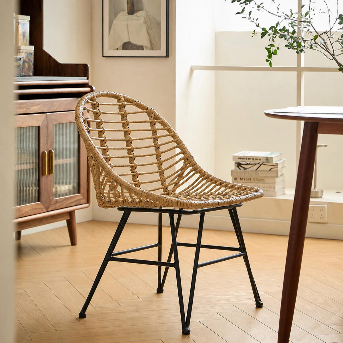 STUHL 4er-Set Rattan Braun - Braun, Holz (50/80/46cm) - Nordlys