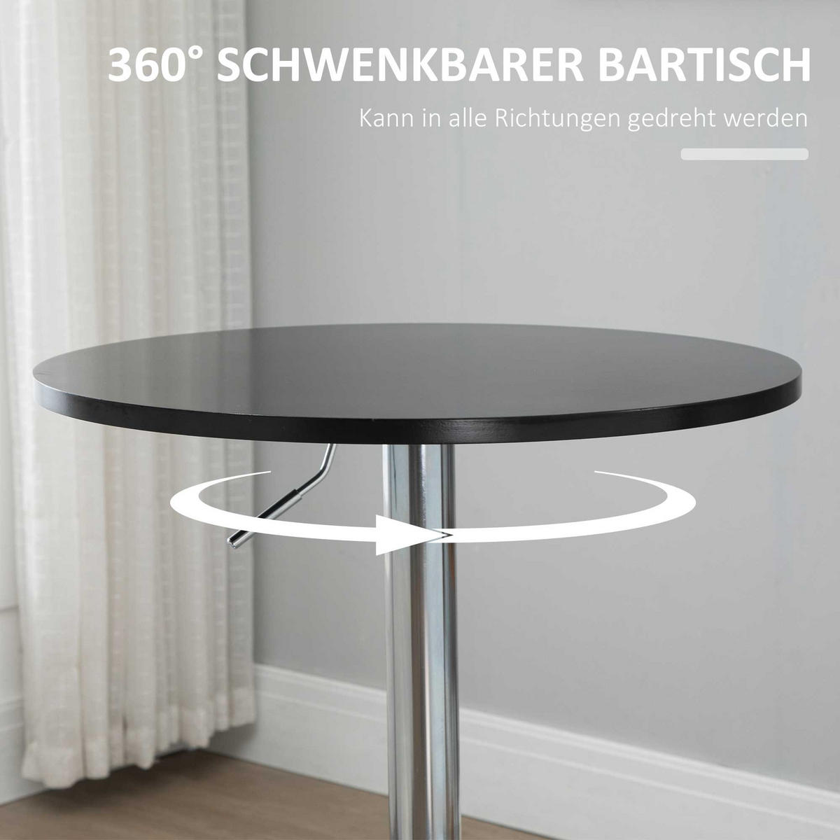 BARTISCH, MDF, Steel, Schwarz - Schwarz, Kunststoff (61/70/61cm) - HOMCOM