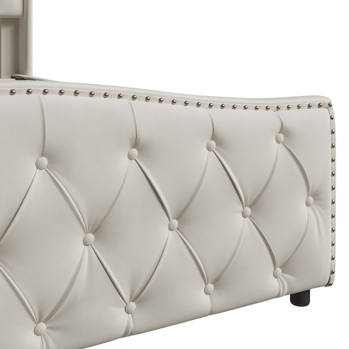 POLSTERBETT 160x200 cm, Beige, mit Bettkasten - Beige, Textil/Metall (160/200cm)