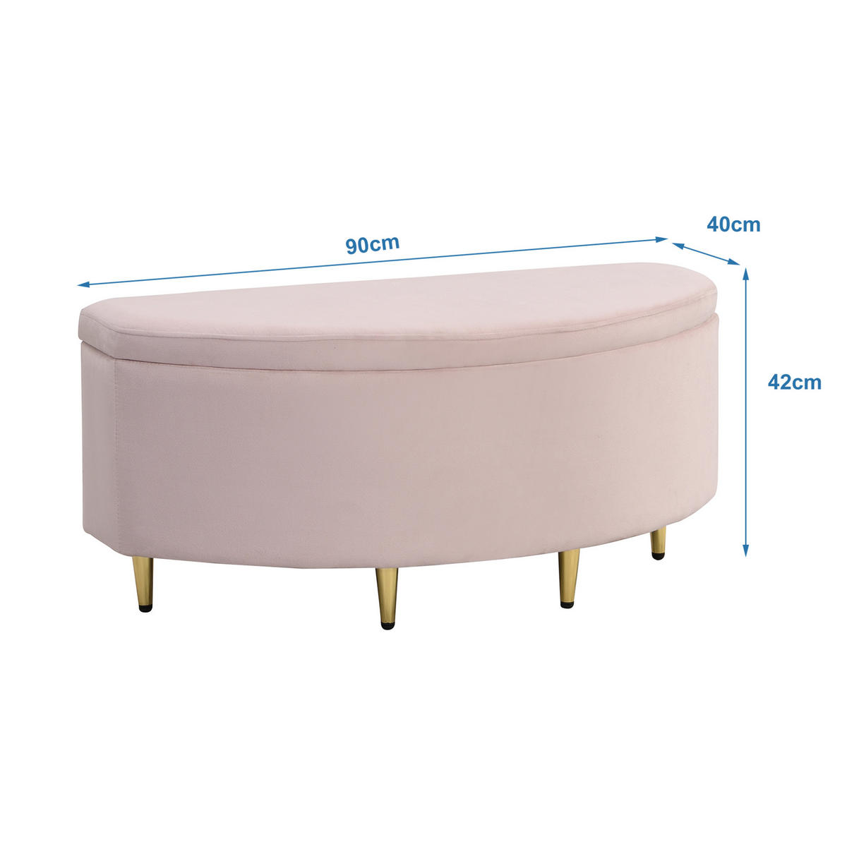POLSTERBANK 90/40/42 cm Rosa mit Stauraum aus Samt - Rosa, Textil (40/42/90cm) - OKWISH