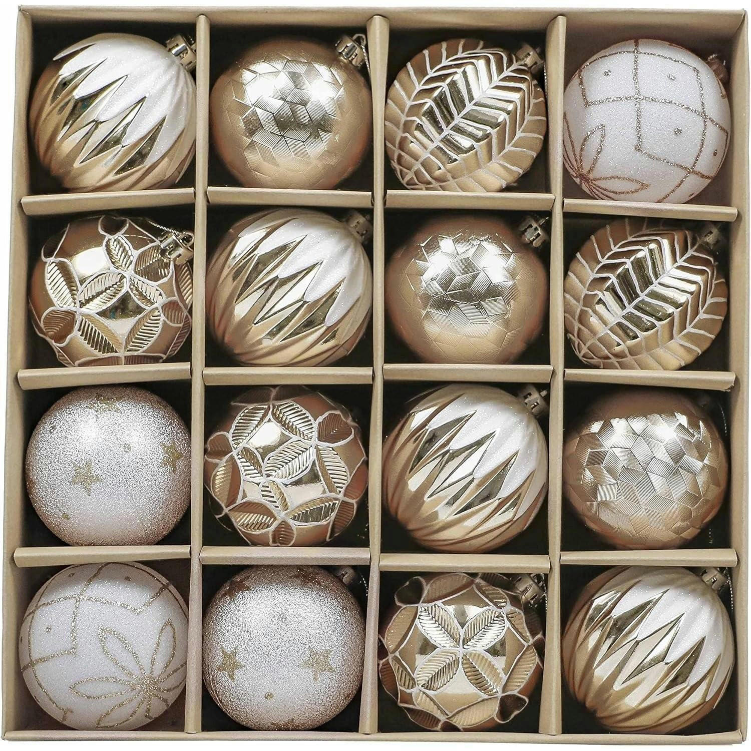 WEIHNACHTSKUGELN 16-teiliges Set 8 cm Gold Weiss - Multicolor, Kunststoff (8/8/8cm)