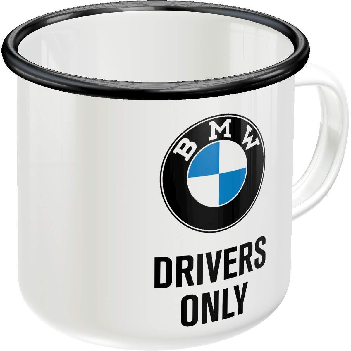EMAILLE-BECHER 360 ml BMW Drivers Only - Weiß, Metall (0.36L) - Nostalgic-Art