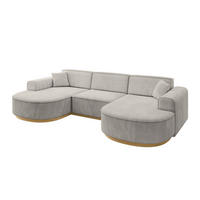 WOHNLANDSCHAFT MARI-U1-v2 - 303x171x83 cm Hellbraun Velours - Hellbraun, Holzwerkstoff/Textil (303/83/171cm) - ALTDECOR