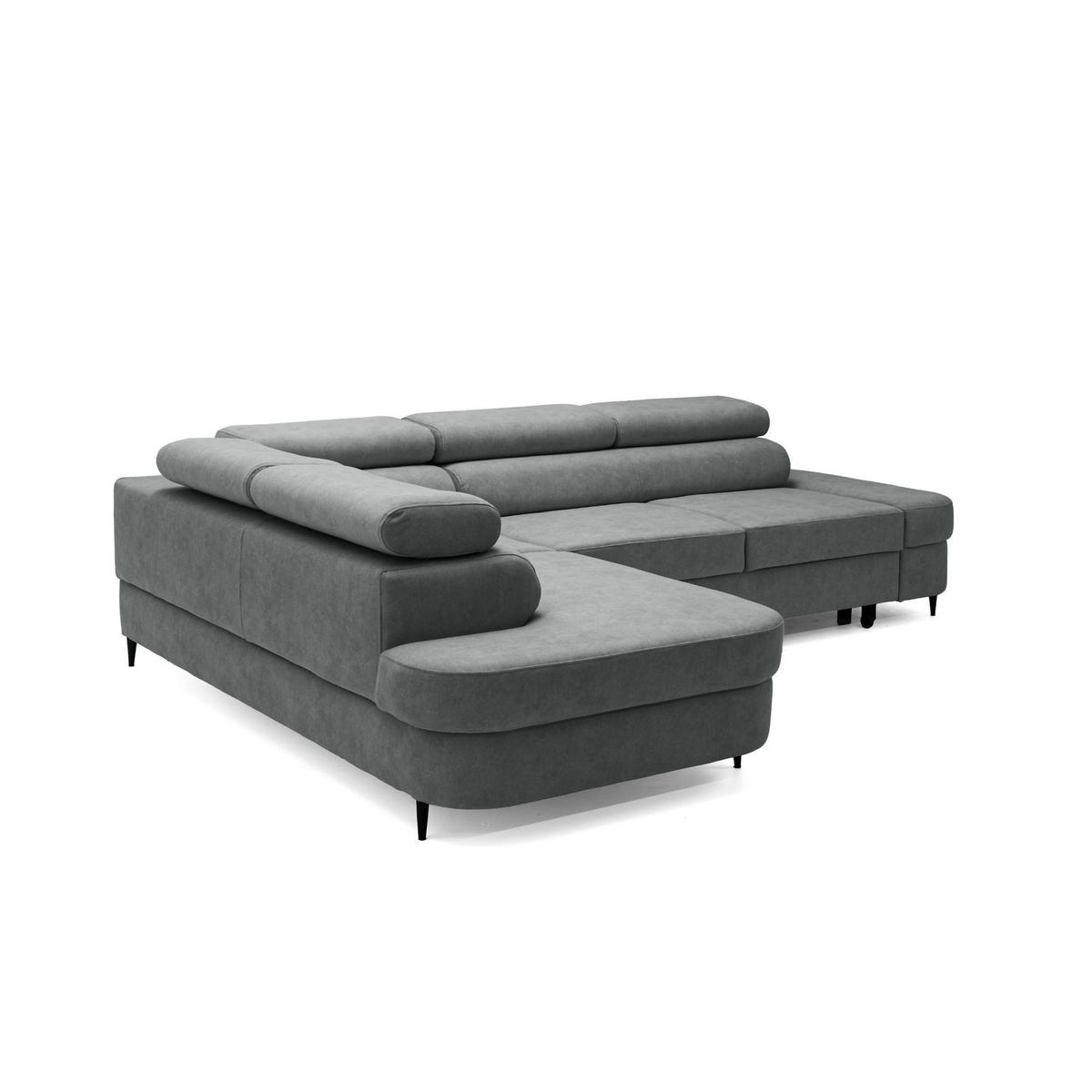 ECKSOFA PRIAM L Links mit Schlaffunktion 125x195 Velours Dunkelgrau - Dunkelgrau/Schwarz, Holz/Textil (203/275cm) - Muffo