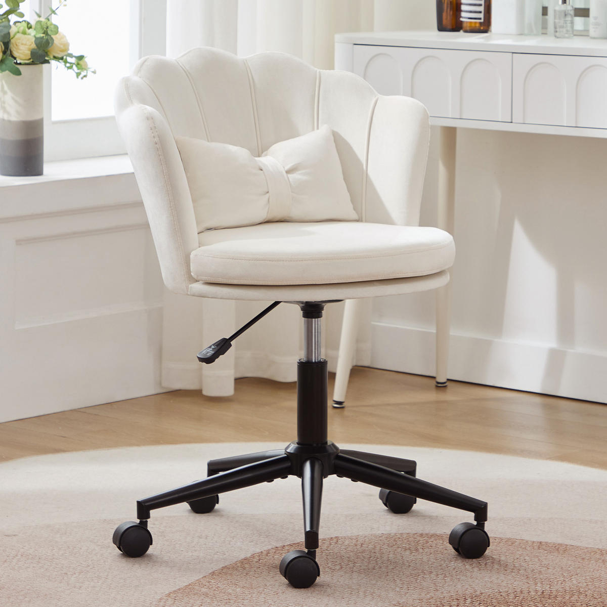 DREHSTUHL Höhenverstellbar, Samt, Beige - Ecru, Textil (62/73/55cm) - Kaket