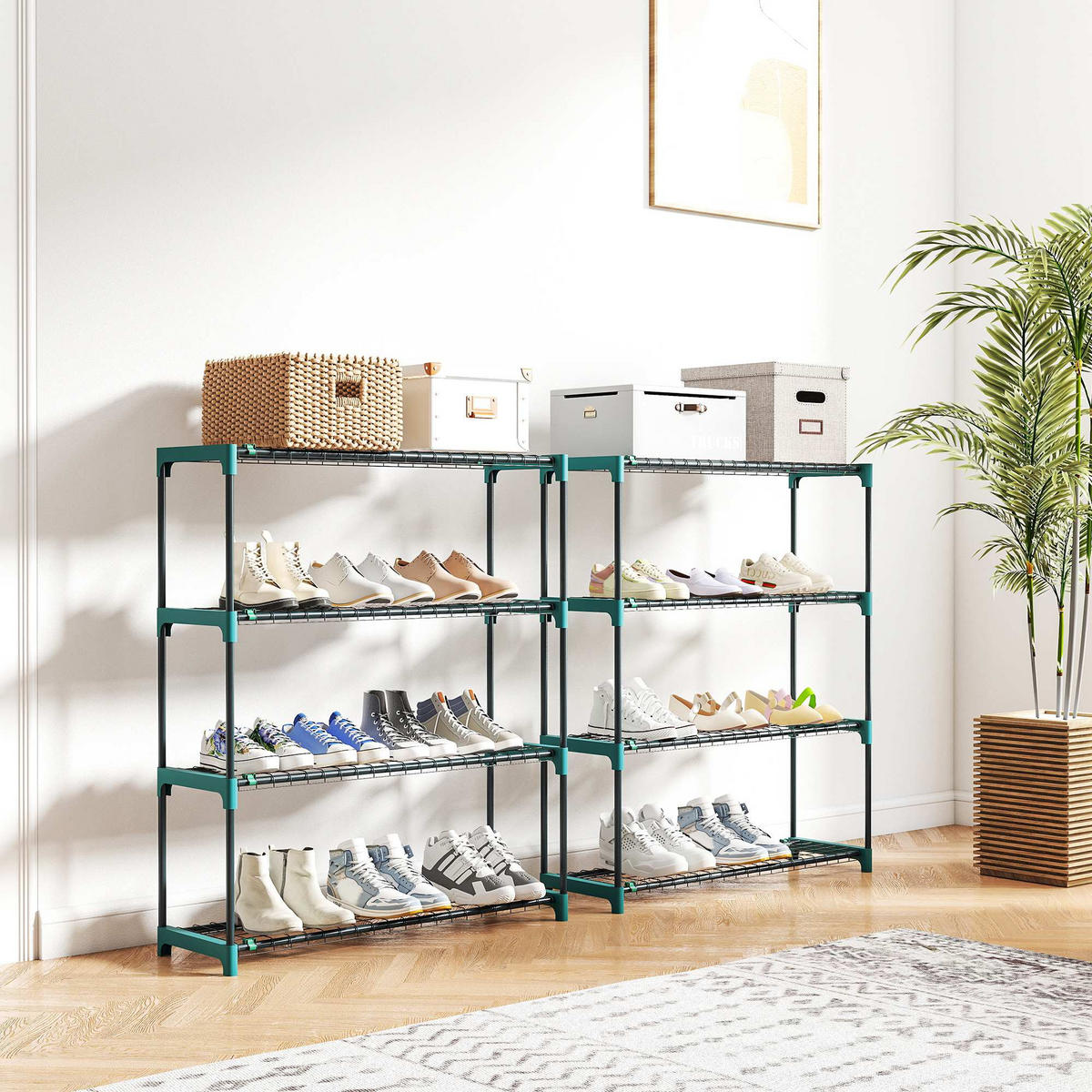 PFLANZENSTÄNDER DE-05429 2er-Set, 4 Etagen, Stahl Dunkelgrün - Dunkelgrün, Metall (90/28/104cm) - ComfortXL