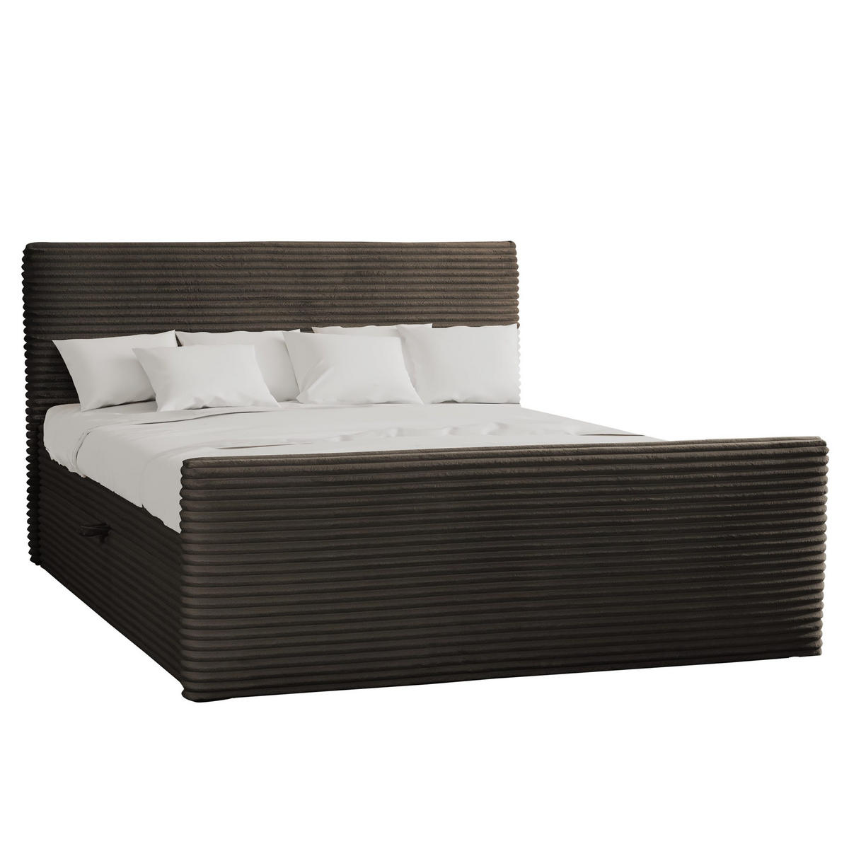 BOXBETT Mit Bettkasten Und Topper TRENTO Stoff Plüsch Cord 120x200 cm Braun H3-Bonell - Braun, Holz/Textil (120/200cm) - Kaiser Möbel