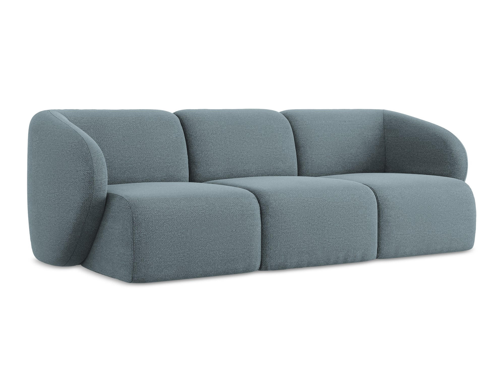 3-SITZER SOFA Bouclé Stoff Blau - Blaugrau/Schwarz, Holzwerkstoff/Kunststoff (244/75/94cm) - Makamii
