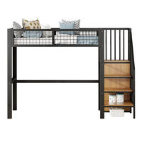 HOCHBETT 90/200 cm aus Metall mit Leiter und Kleiderschrank Schwarz - Schwarz, Metall (90/200cm) - Modenvie
