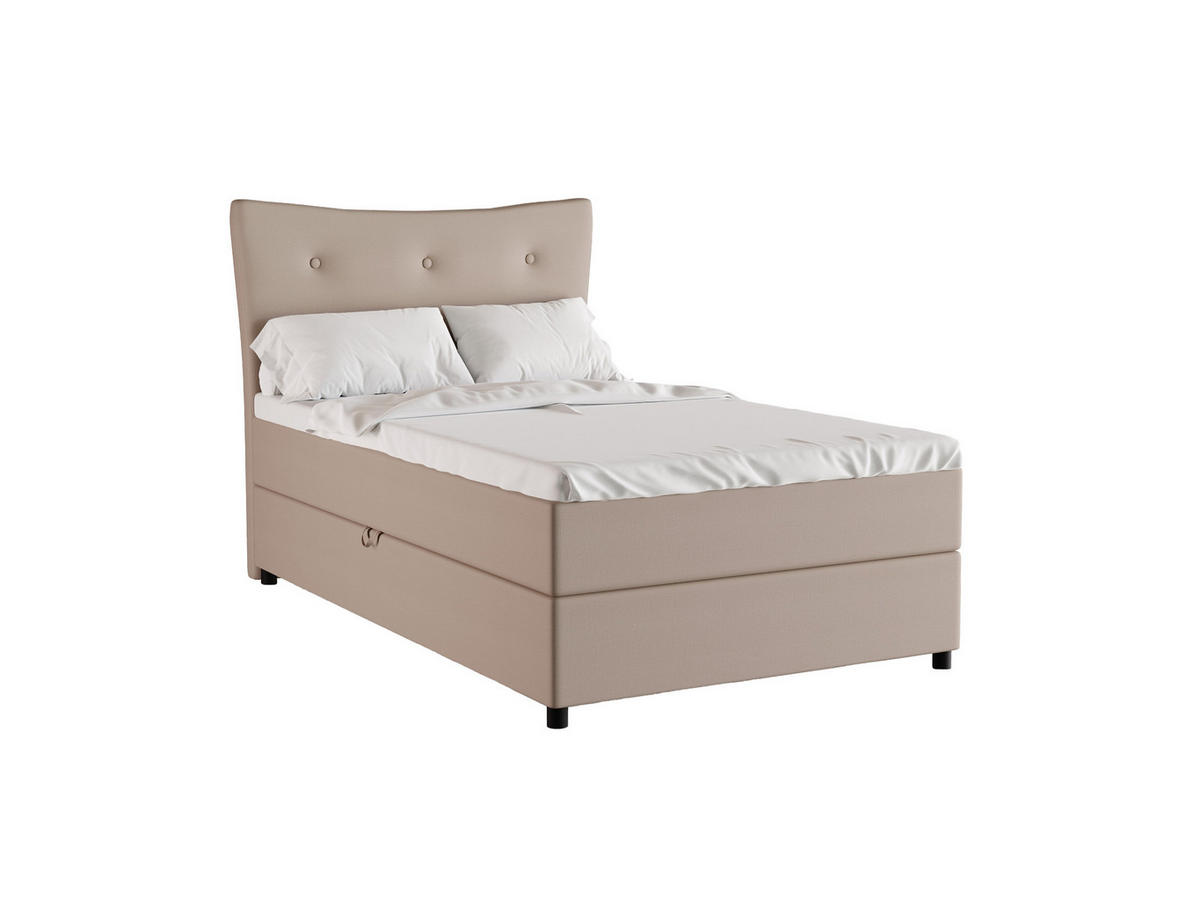 BOXBETT Nevada 120x200 cm Polsterbett mit hochwertiger Bonell-Matratze und Topper - cappuccino - Cappuccino, Holz (120/200cm) - Homesy