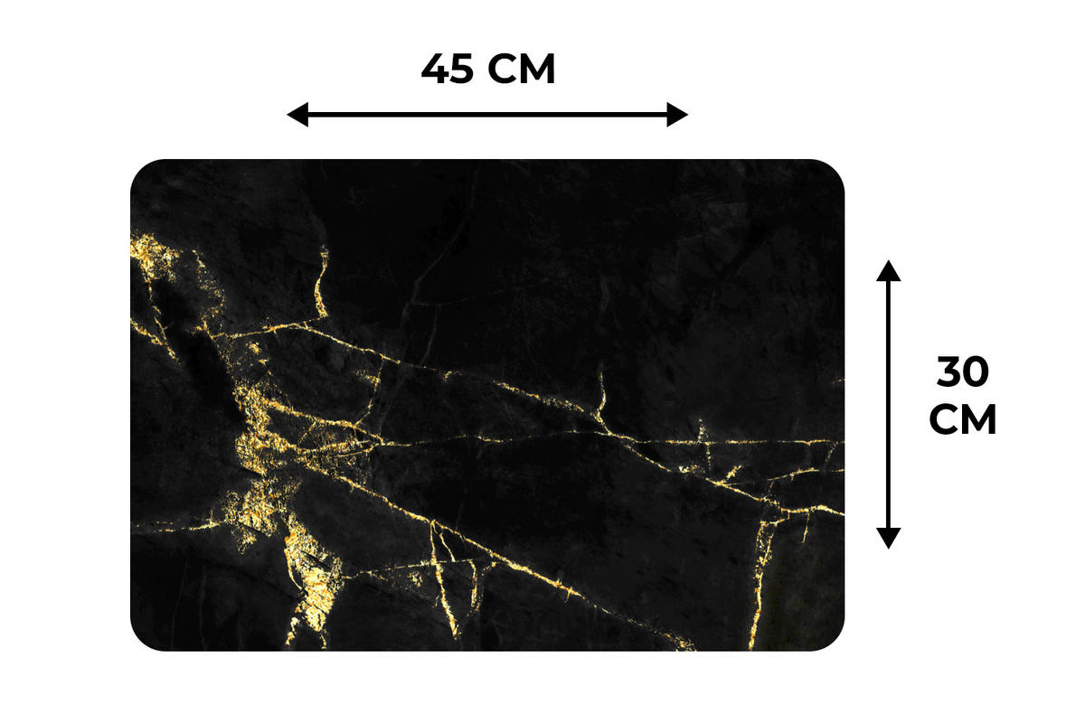 PLATZSETS 6er-Set Marmor - Schwarz - Gold - Luxus 45x30 cm Tischset - Goldfarben, Kunststoff (0.3/45/30cm) - MuchoWow