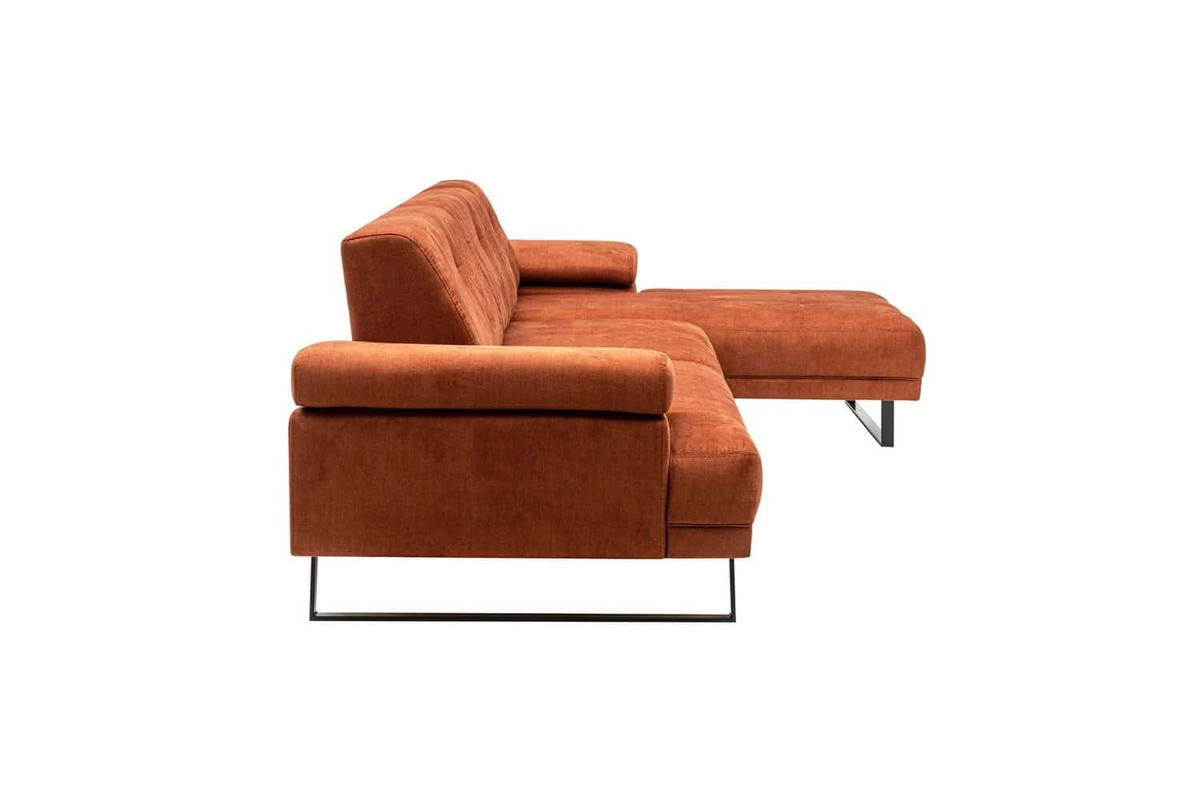 ECKSOFA mit verstellbarer Rückenlehne - Anthrazit/Schwarz, Textil/Metall (174/314cm) - myHomelando