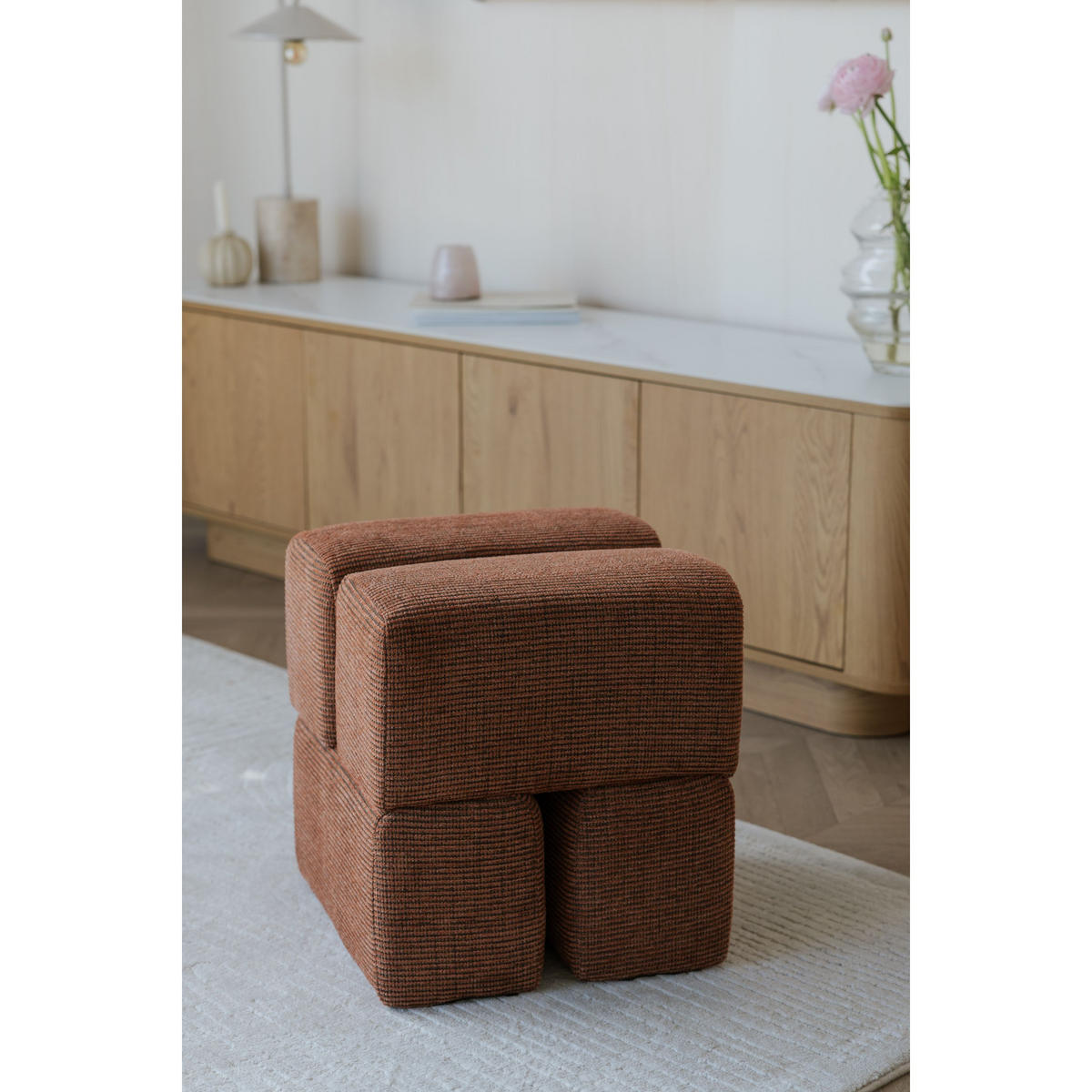 SITZHOCKER Staple Pouf/ Orange - Terracotta/Orange, Kunststoff (40/45/40cm) - Housecraft Living