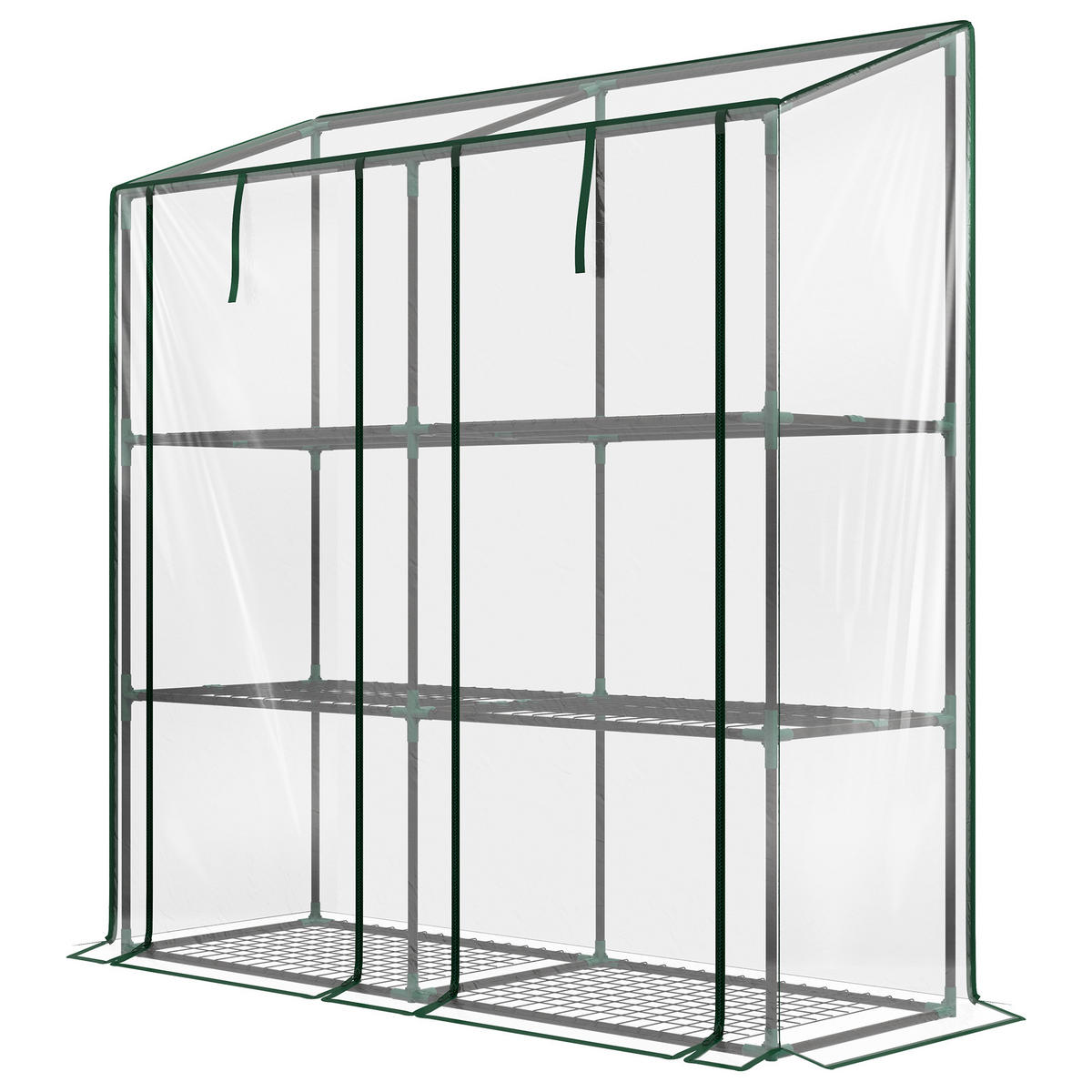 GEWÄCHSHAUS DE-11957 3 Ebenen & 2 Rolltüren Transparent - Transparent, Kunststoff (46/151/143cm) - ComfortXL