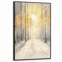 LEINWAND Bilder mit Rahmen - Winter - Abstrakt - Schnee - Natur - Sonne - 80x120 - Grau, Textil (80/120cm) - MuchoWow