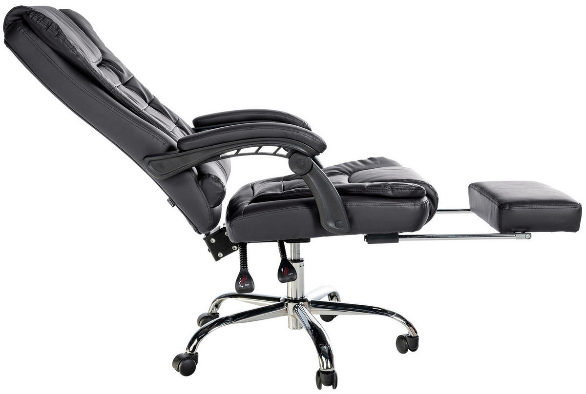 CHEFSESSEL Lederlook Schwarz - Chromfarben/Schwarz, Textil/Metall (67/115/68cm) - CLP