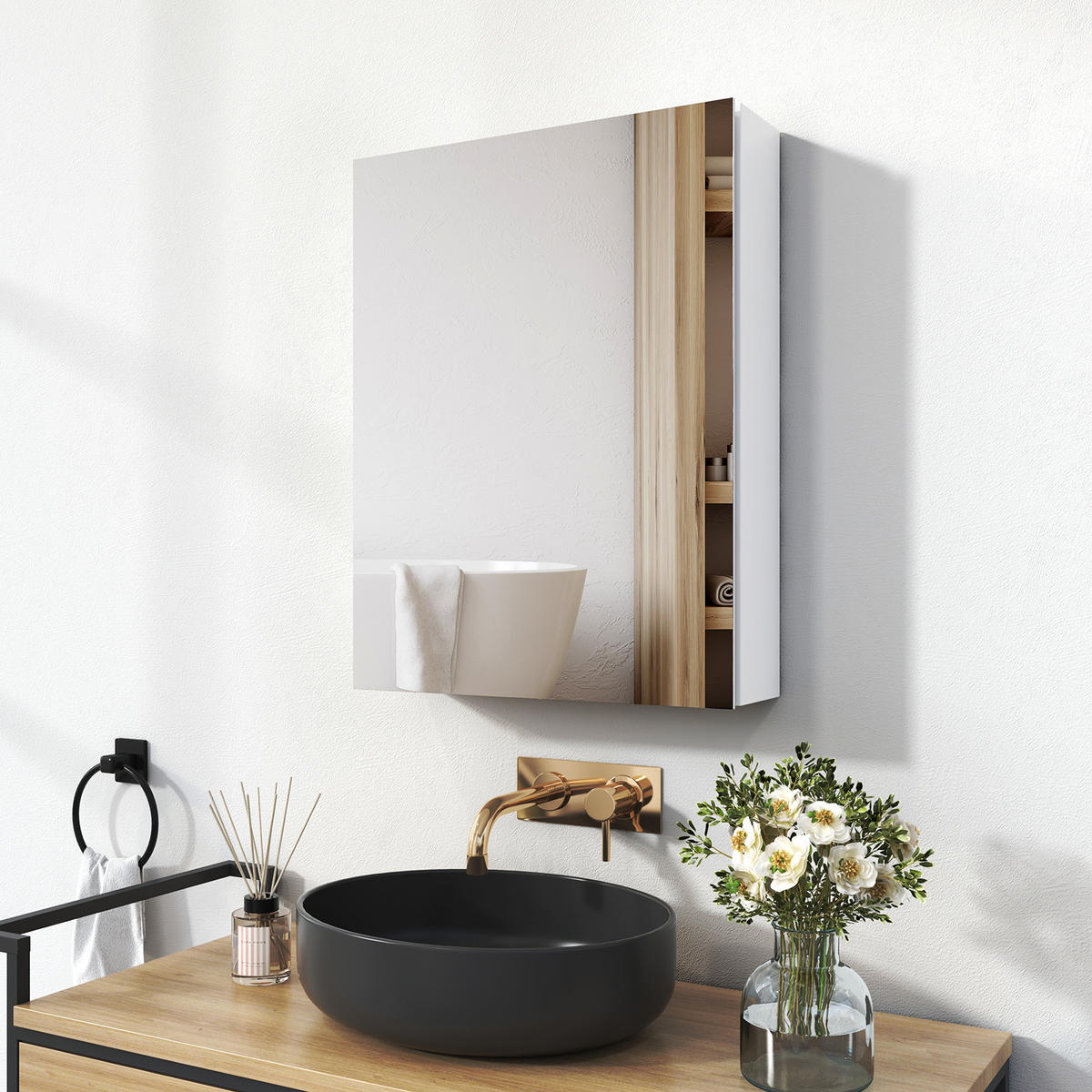 SPIEGELSCHRANK Weiß 65/50/14,5 - Weiß, Metall (50/65/65cm) - EMKE