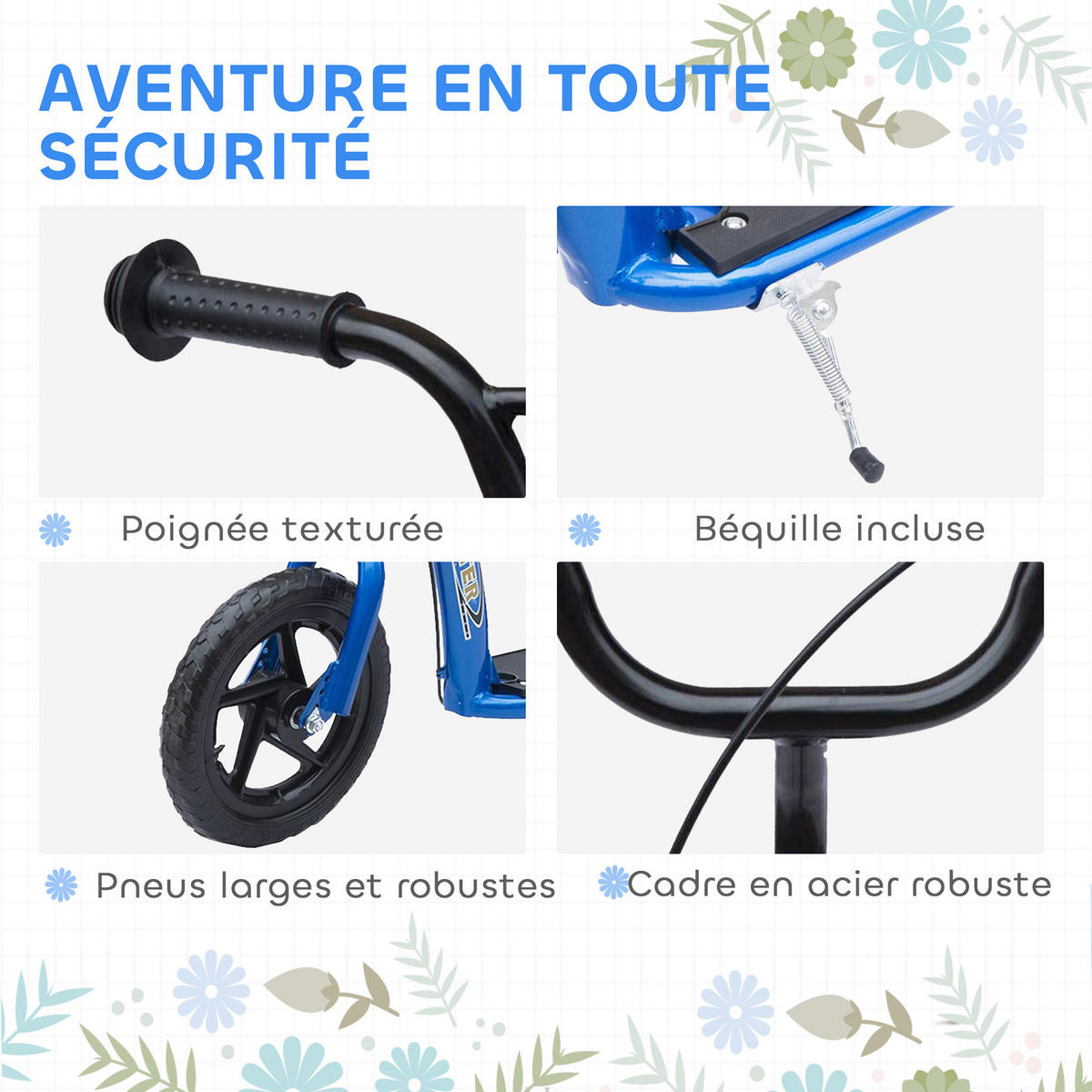 KINDERSCOOTER DE-16936 30 cm EVA-Reifen Blau - Blau, Metall (120/52/88cm) - ComfortXL