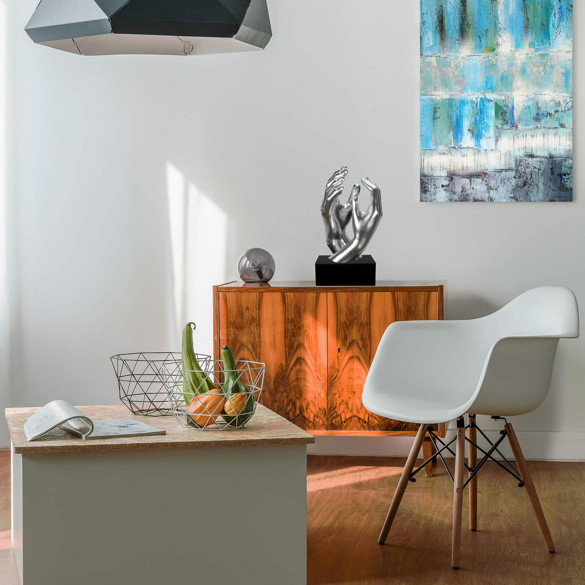 SKULPTUR Silber 21/41 cm - Silberfarben, Stein (4.85/41/21cm) - KUNSTLOFT