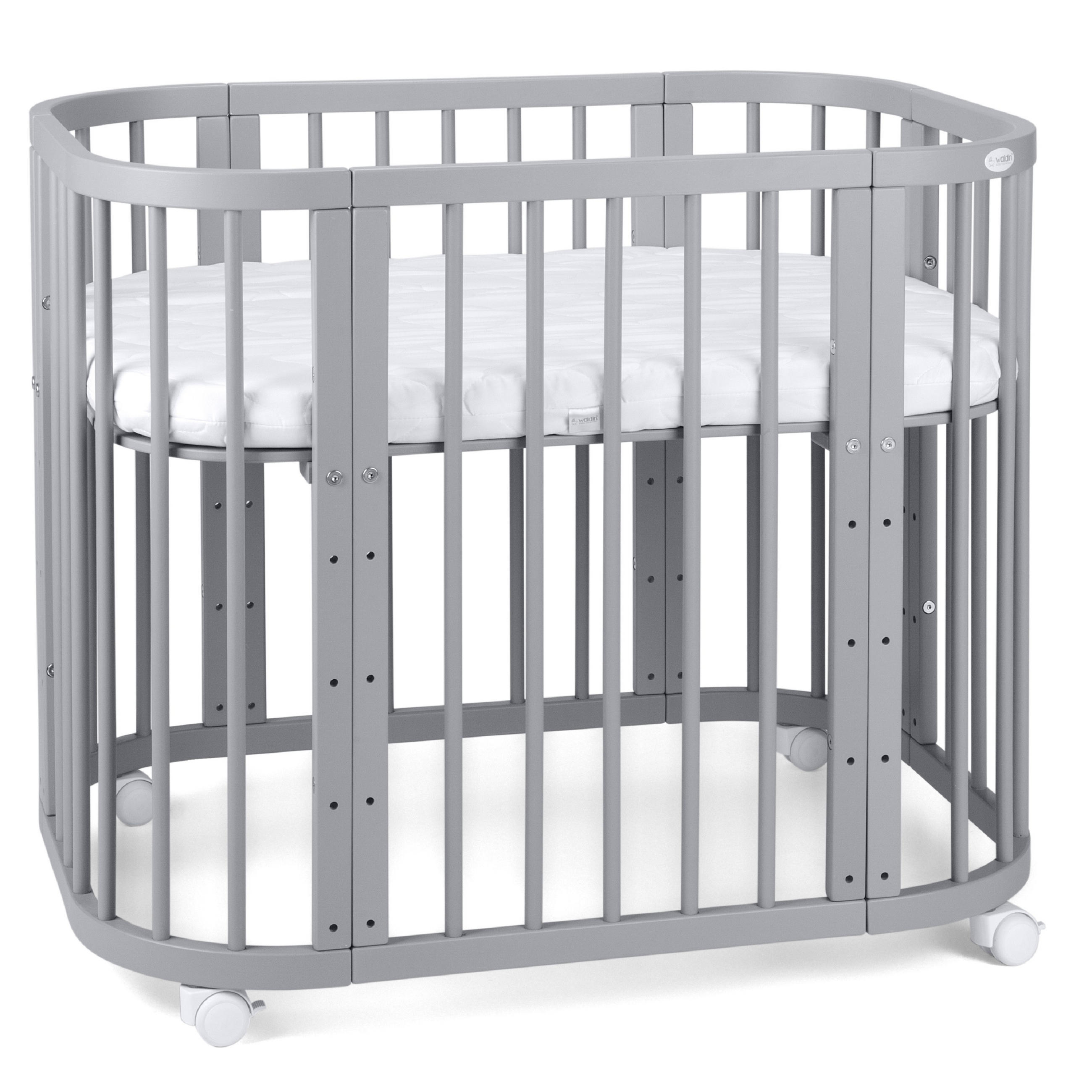 BABYBETT GREY, 5in1 mit Matratze - Grau, Holz (65.5/92cm) - waldin