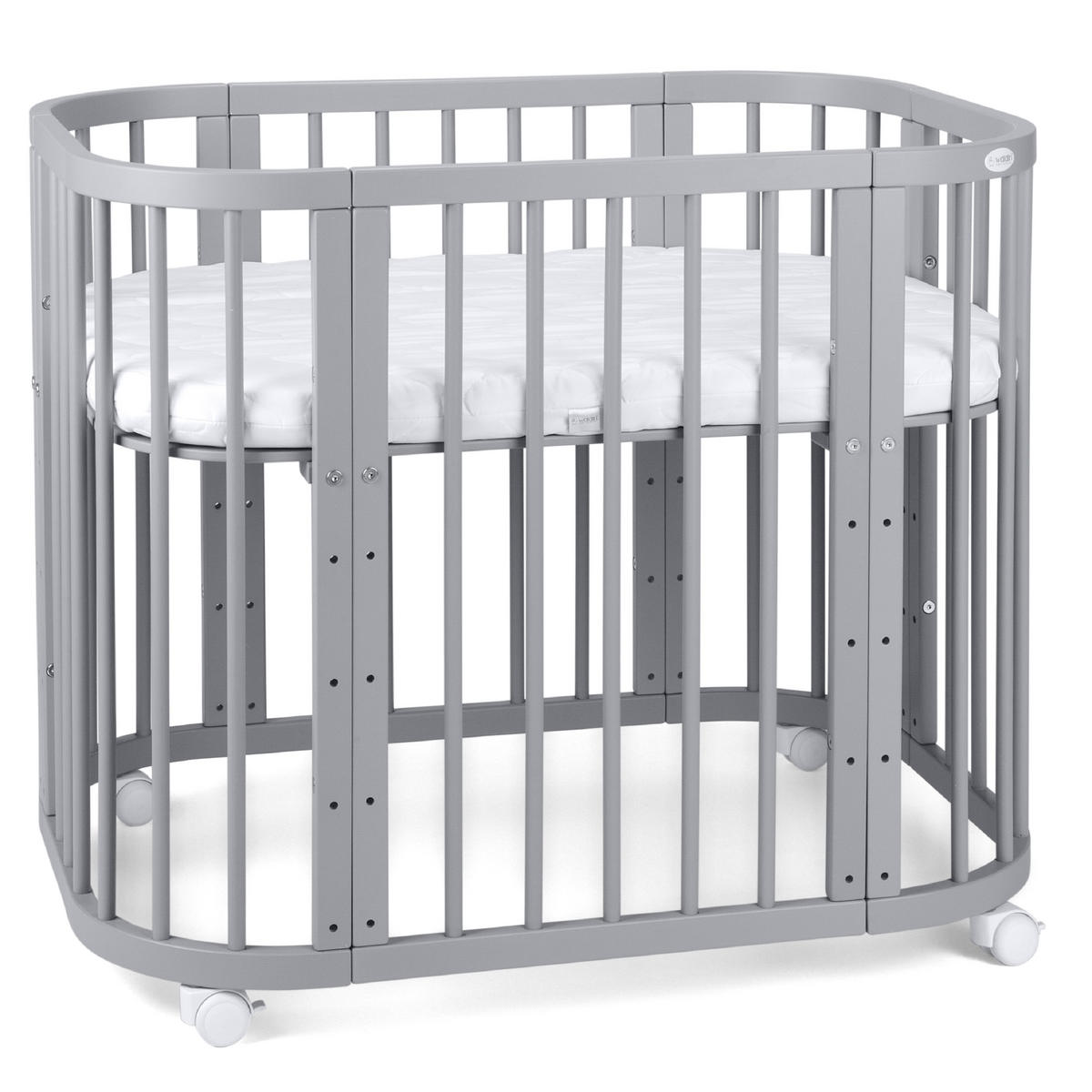 BABYBETT GREY, 5in1 mit Matratze - Grau, Holz (65.5/92cm) - waldin