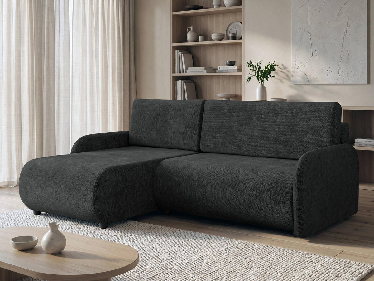 ECKSCHLAFSOFA Nest - Schwarz, Holz/Kunststoff (233/160cm) - MIRJAN24
