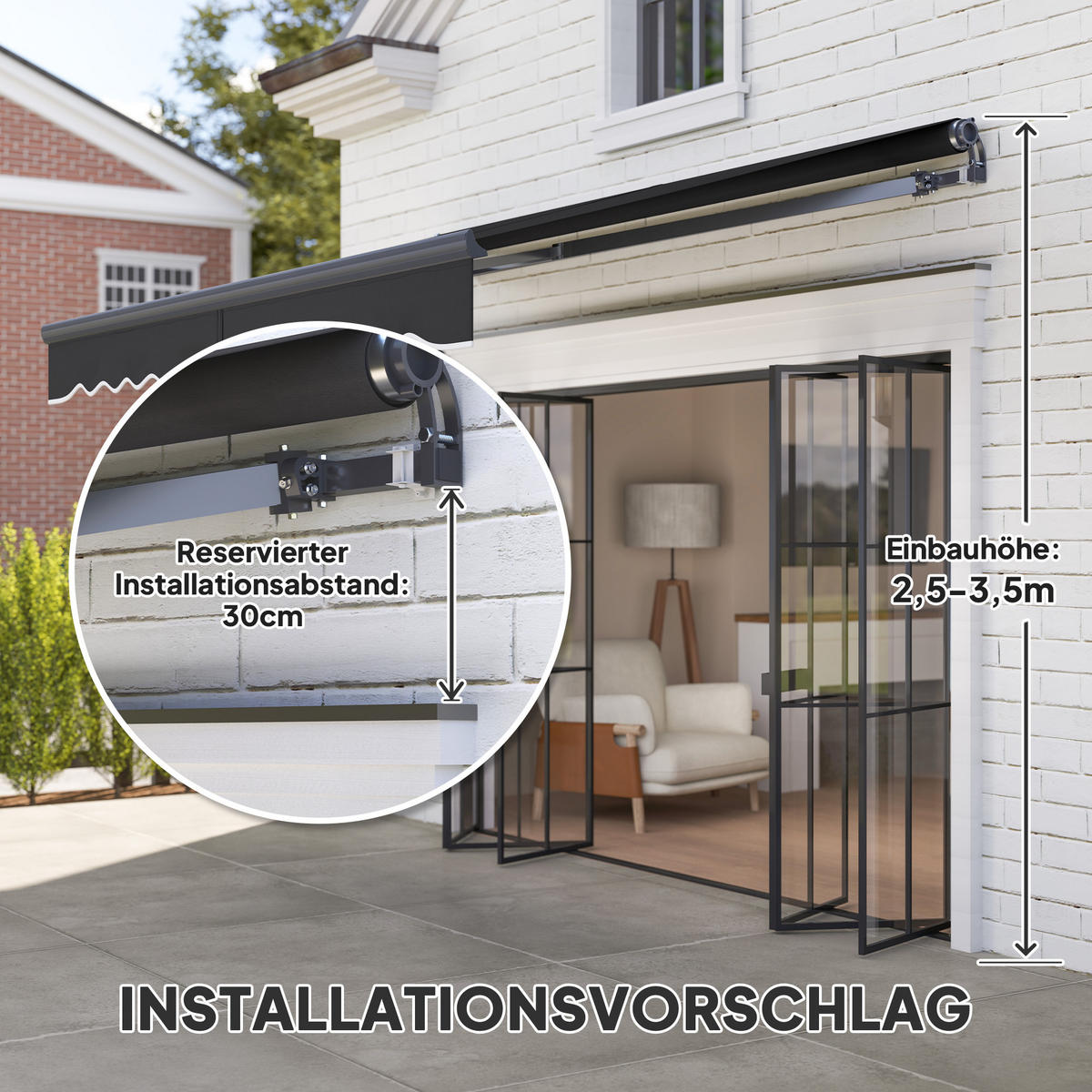 MARKISE elektrisch höhenverstellbar - Dunkelgrau, Metall (250/150/296cm) - Outsunny