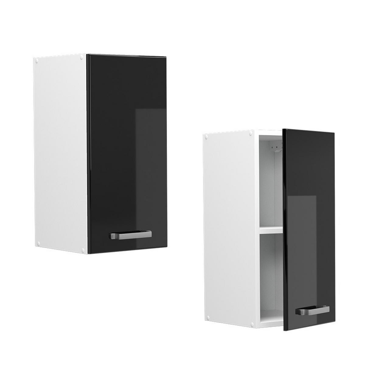 HÄNGESCHRANK R-Line Schwarz Hochglanz 30 cm - Schwarz Hochglanz/Schwarz, Holzwerkstoff (30/60/31cm) - Vicco
