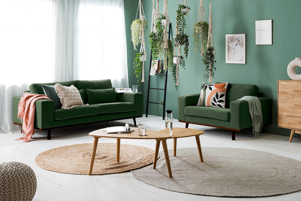 SESSEL - Dunkelgrün/Buchefarben, Textil (122/81/88cm) - home24