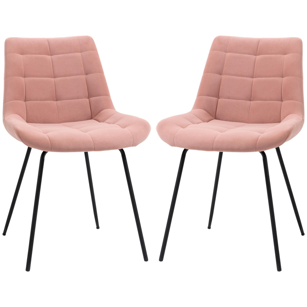 ESSZIMMERSTÜHLE DE-06877 2er-Set Retro-Design mit Samtoptik Rosa - Pink, Metall (61/79/50cm) - ComfortXL
