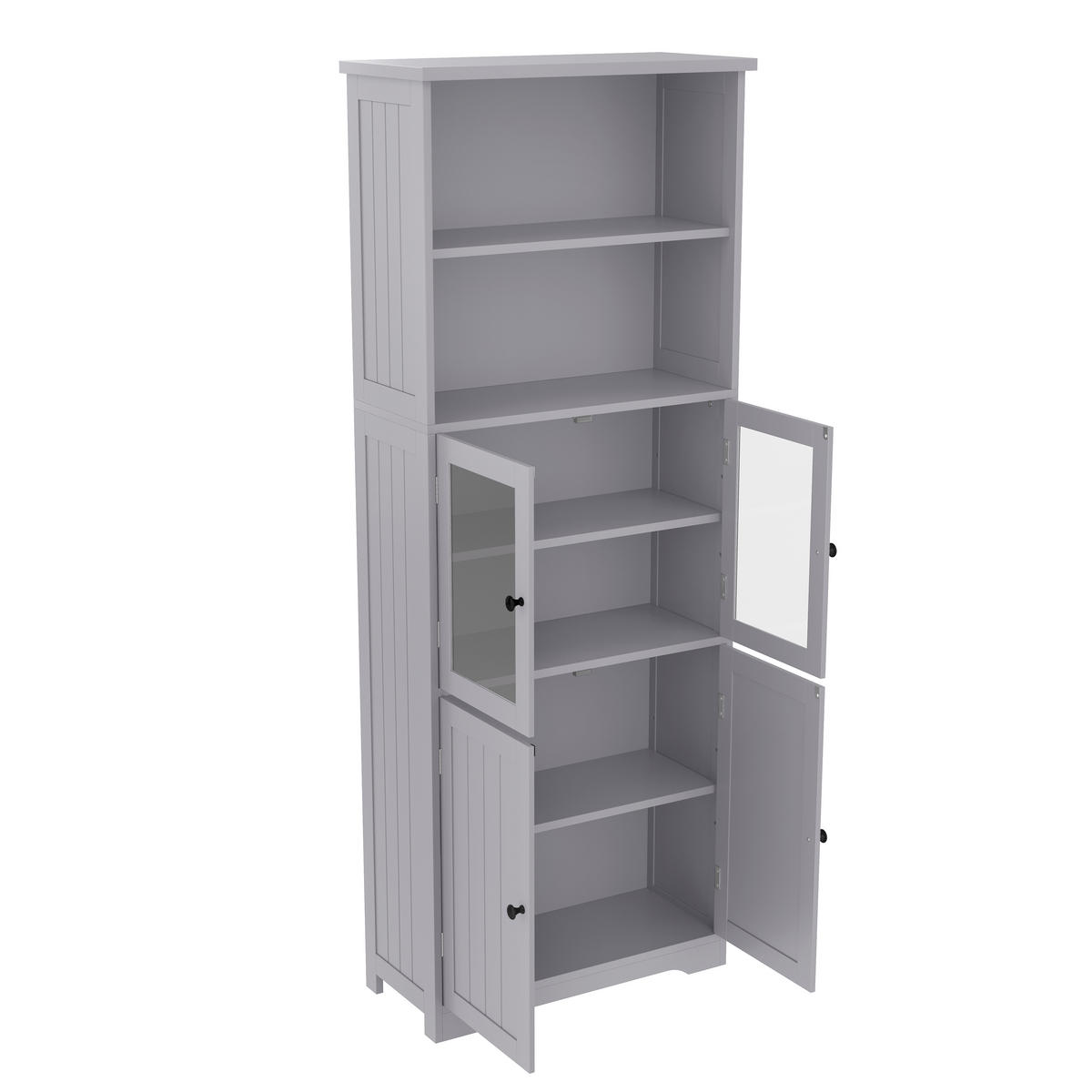 HOCHSCHRANK mit 4 Türen, feuchtigkeitsbeständiger Lack, 57,5/28,5/160 cm, Grau - Grau, Holzwerkstoff (57.4/160/28.5cm)