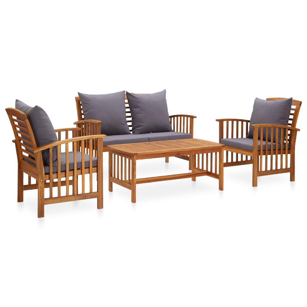 GARTENSET Reithy 4-teilig - Grau, Holzwerkstoff - Nettlife