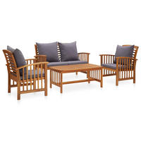 GARTENSET Reithy 4-teilig - Grau, Holzwerkstoff - Nettlife