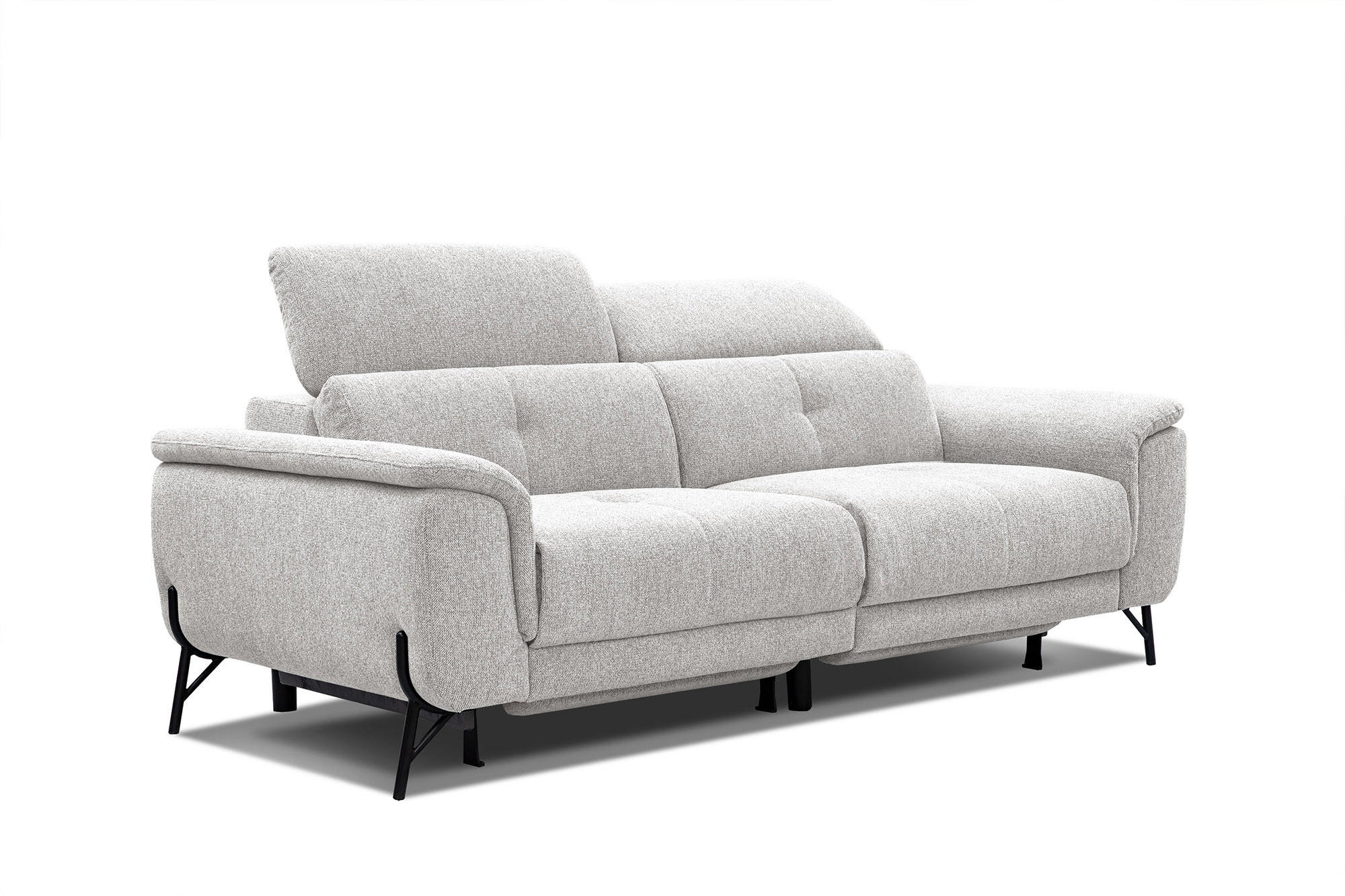 SOFA AVENA 3-Sitzer mit 2 Relaxfunktionen, hellgrau - Hellgrau, Holzwerkstoff/Textil (204/80/108cm) - Courtois Laville