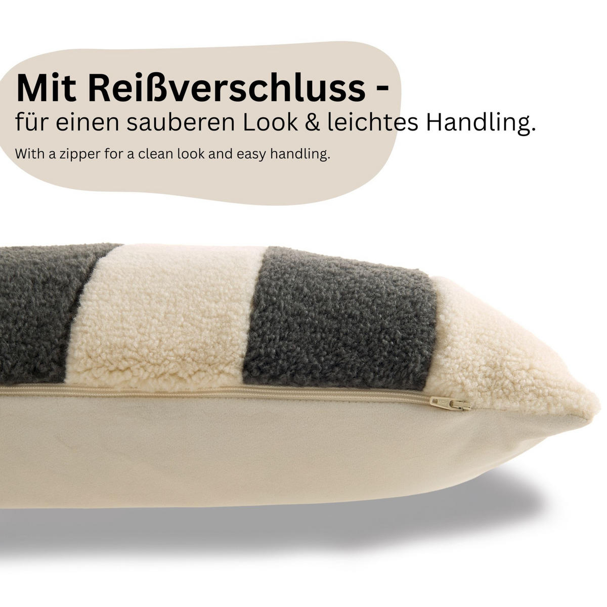 ZIERKISSENHÜLLE TEDDY - Grau, Textil (60/40cm) - Tom Tailor