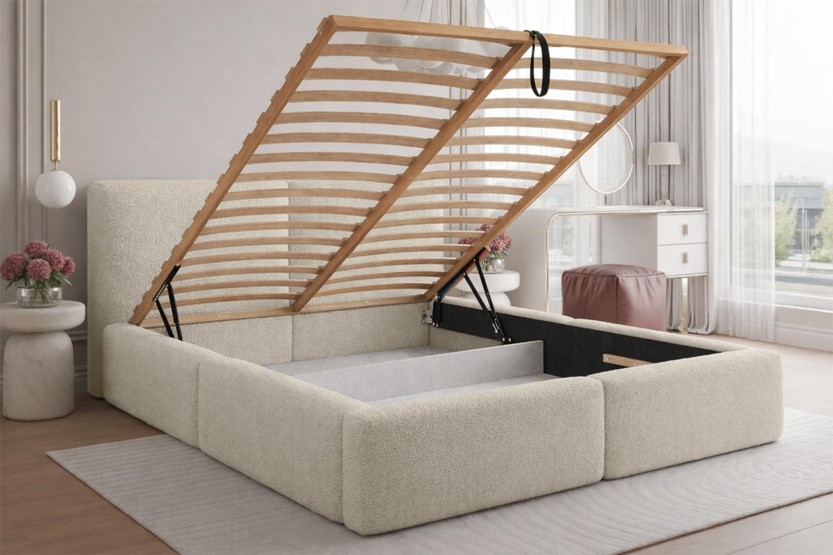 POLSTERBETT NUVARI 120x200 cm, Creme - Weiß, Textil (200/120cm) - Fedve