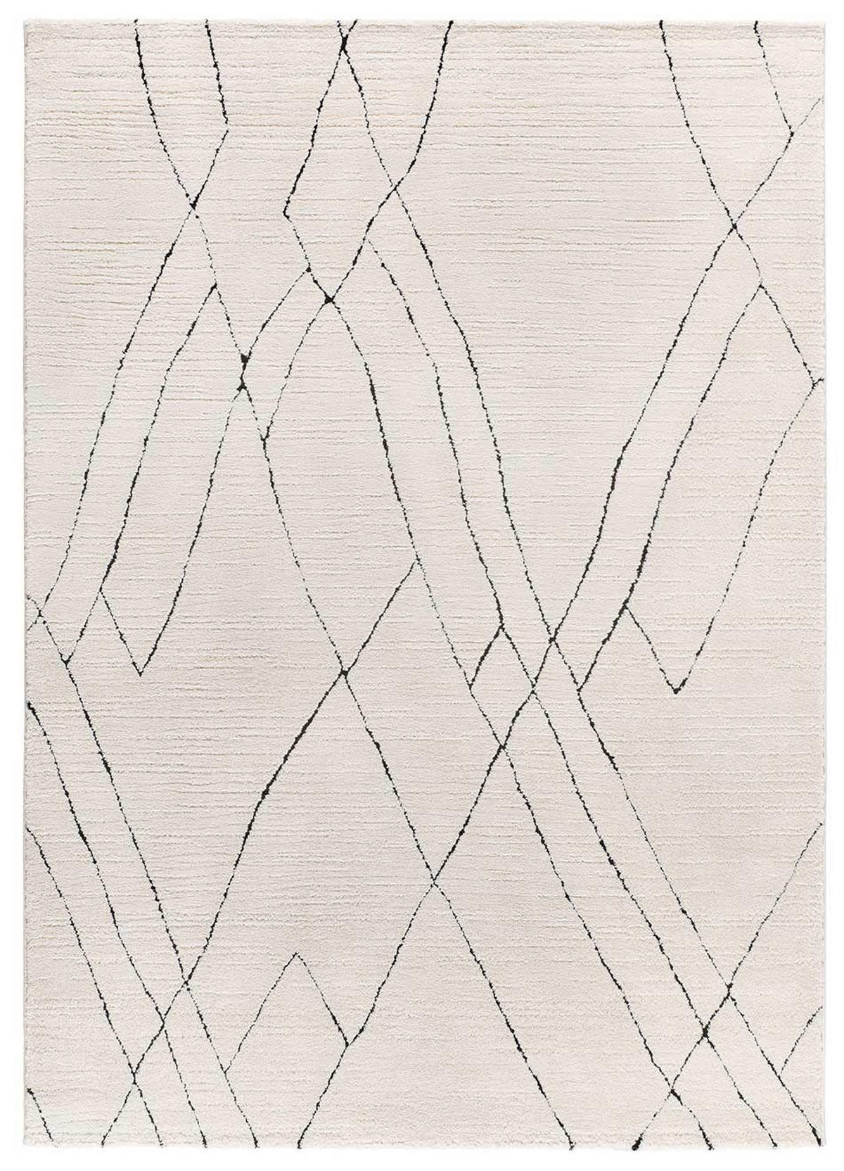 WEBTEPPICH weiß und schwarz Turin 120/170 cm - Schwarz/Weiß, Naturmaterialien/Textil (120/170cm) - Atticgo