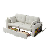SOFA 2-Sitzer mit Stauraumschubladen USB Chenille Beige - Beige, Holzwerkstoff (172/82/75cm) - Meubliv
