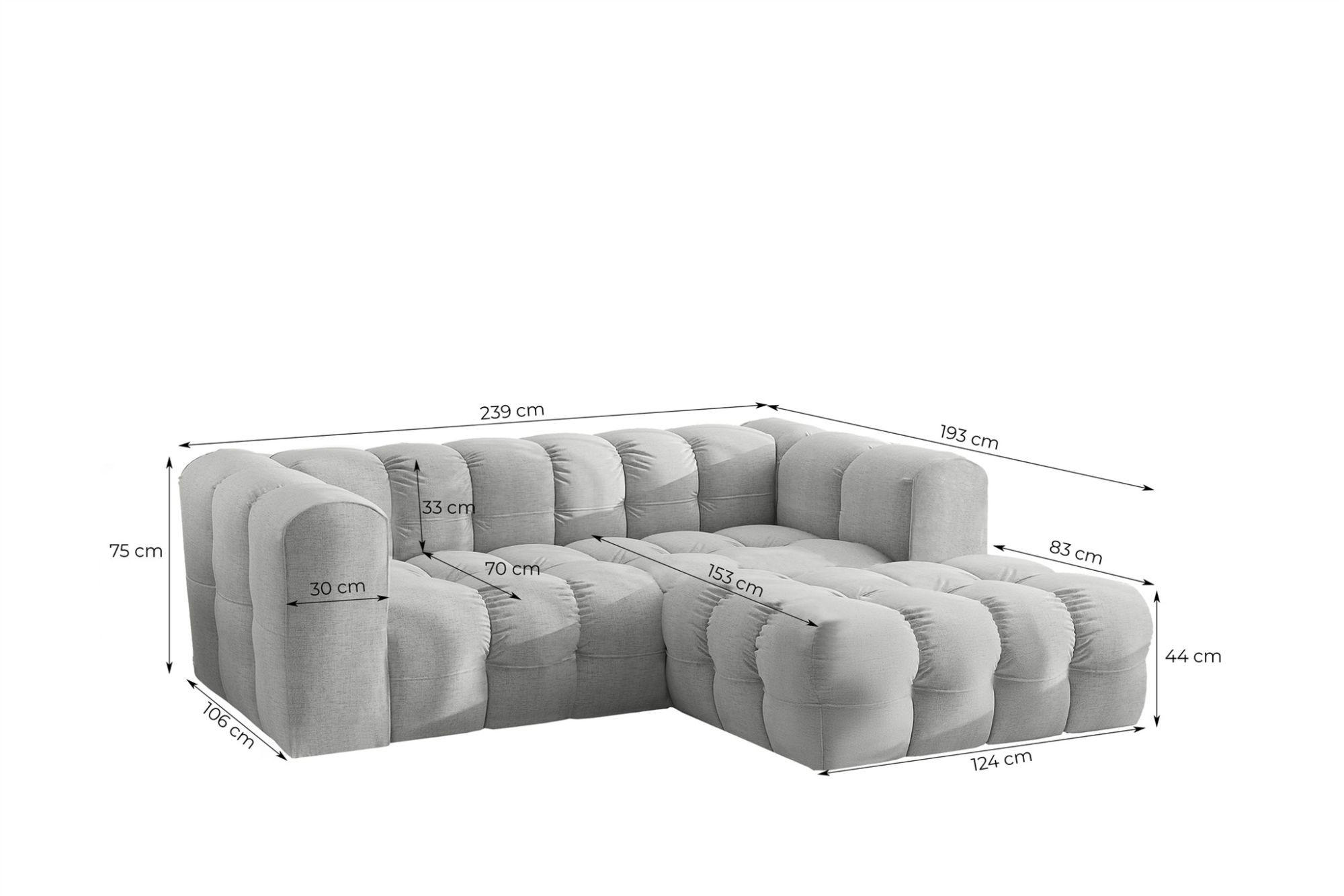 Thumbnail - Fun Möbel Ecksofa, Creme, Textil, Ottomane links, 239x193 cm, Wohnzimmer, Sofas & Couches, Wohnlandschaften, Ecksofas