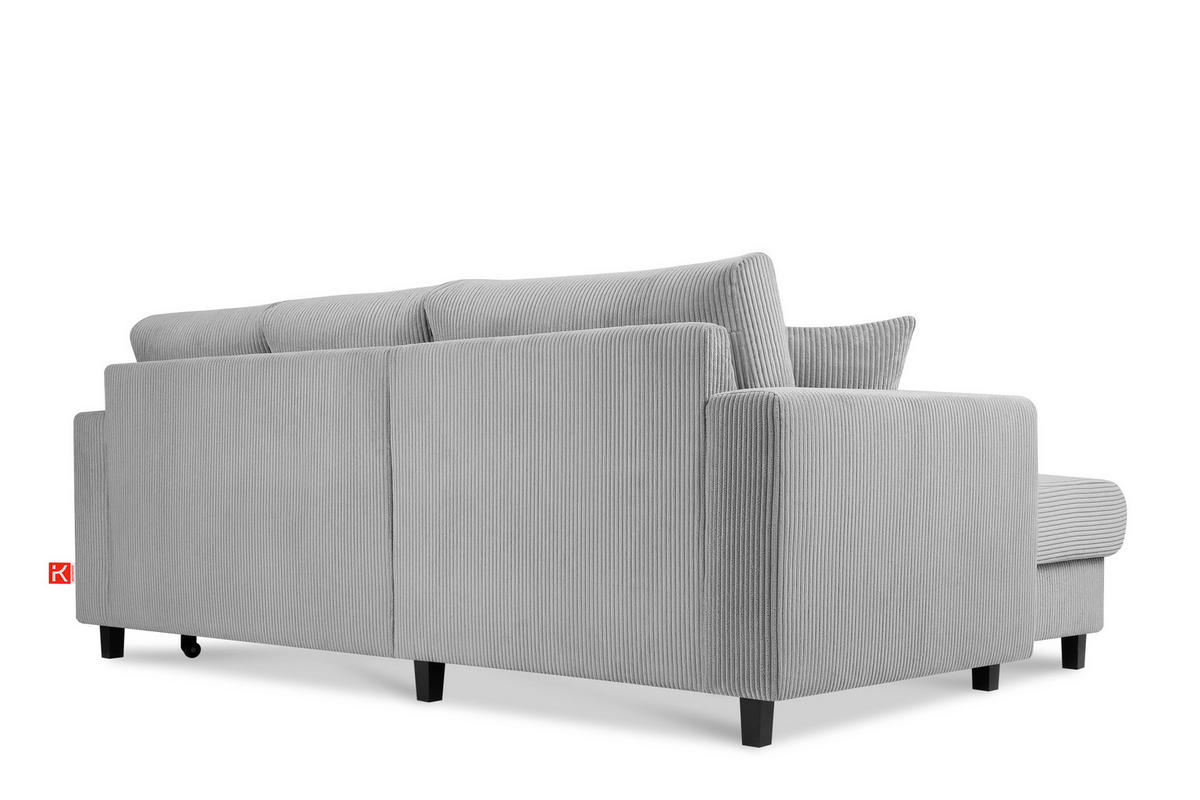 ECKSCHLAFSOFA EGRET Links mit Bettkasten, Cord-Stoff, hellgrau - Hellgrau, Textil (234/90cm) - KONSIMO®