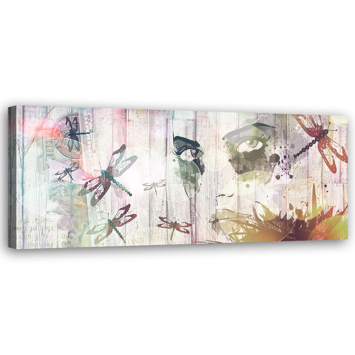 WANDBILD frau und schmetterlinge - Grau, Textil (90/30cm) - Feeby