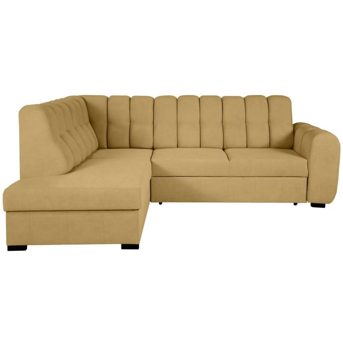 ECKSCHLAFSOFA Zoja links gelb - Gelb/Schwarz, Textil (261/193cm) - Beautysofa