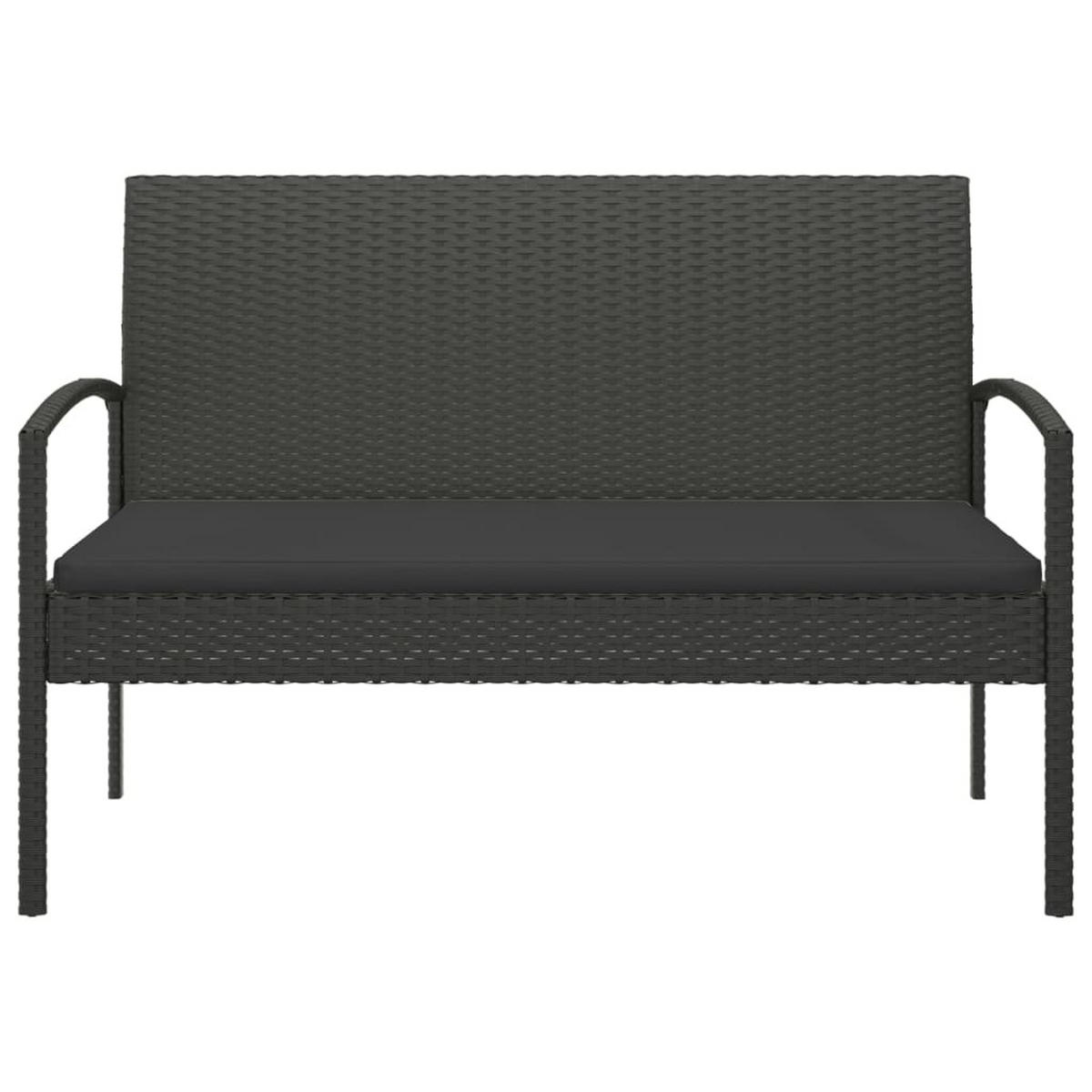 GARTENBANK mit Kissen Schwarz 105 cm Poly Rattan - Schwarz, Kunststoff (58/74/105cm) - furnicato