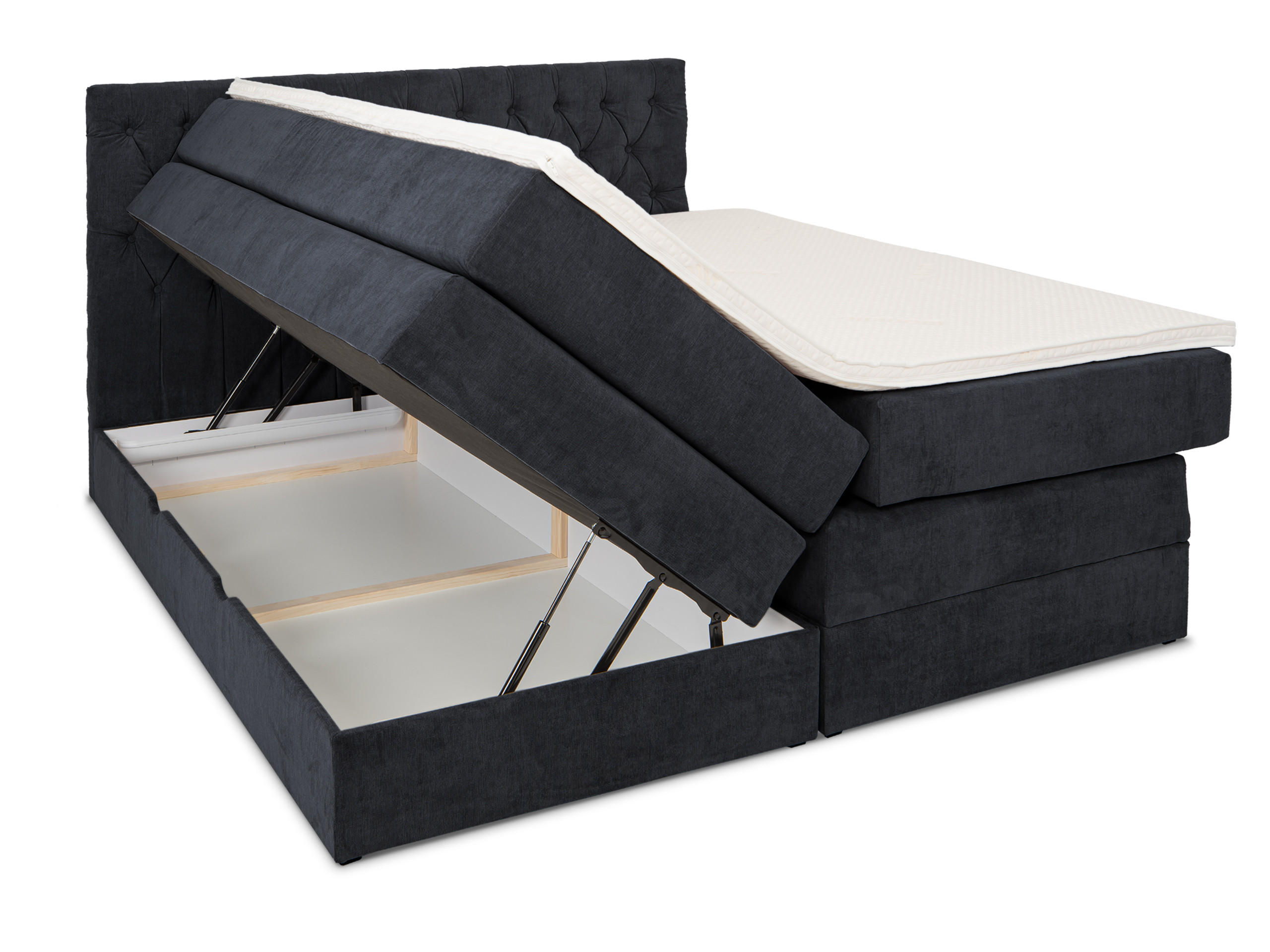 BOXSPRINGBETT Verona Dunkelblau 160/200 cm H3/H4 Samt - Dunkelblau, Textil (160/200cm) - wonello